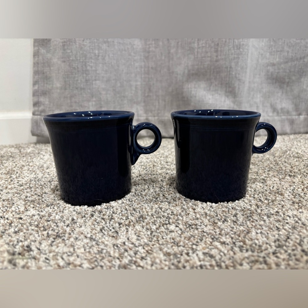 Set of 4 Vintage Homer Laughlin Fiesta Coffee Mugs/Tea Cups in Navy Blue, 1990s - Picture 4 of 14